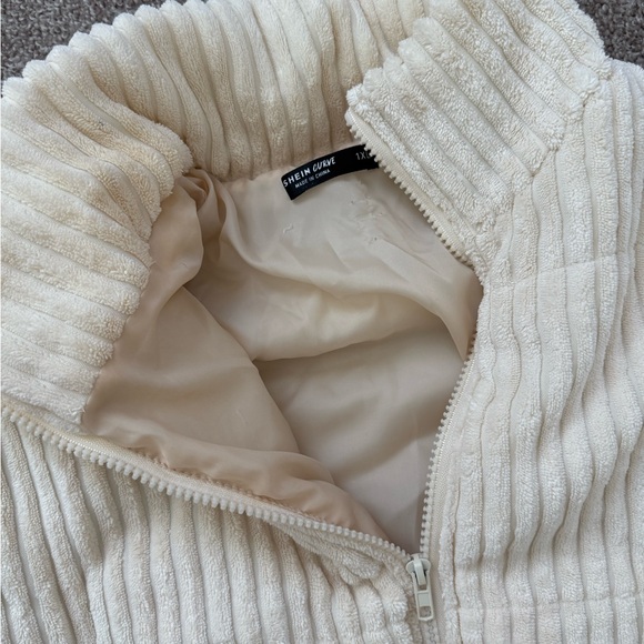 Cream Ribbed Zip-Up Jacket - Picture 2 of 4